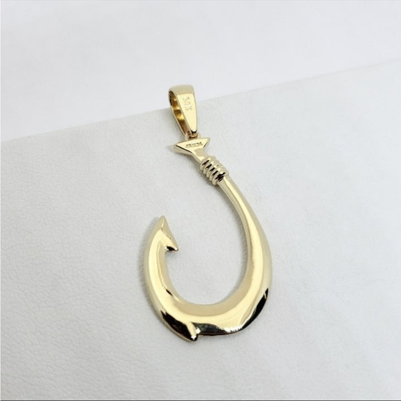 Other - 14K Yellow Gold High Polish Fish Hook Pendant Hawaiian